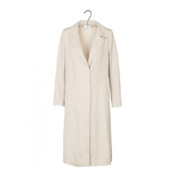 Sandro Trench Coat US L NWT EU 40 Robentine Notch Collar Beige Luxury - Picture 1 of 13